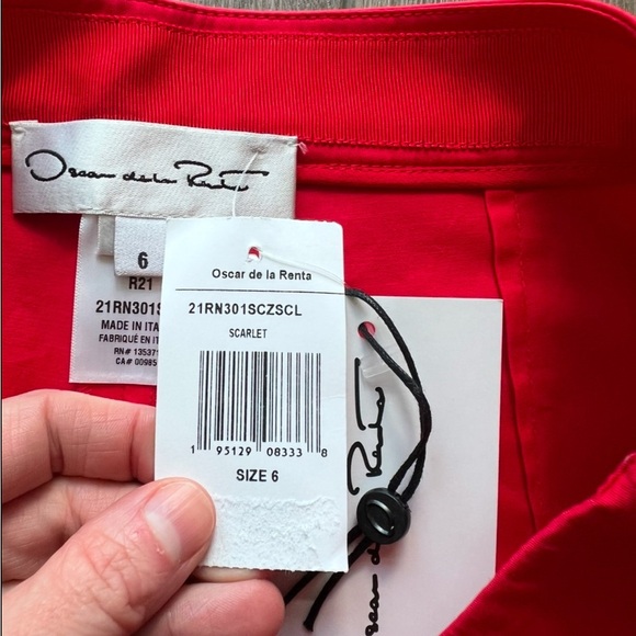 Oscar de la Renta Straight Leg Cropped Pants in Scarlet Size 6 - Picture 5 of 7